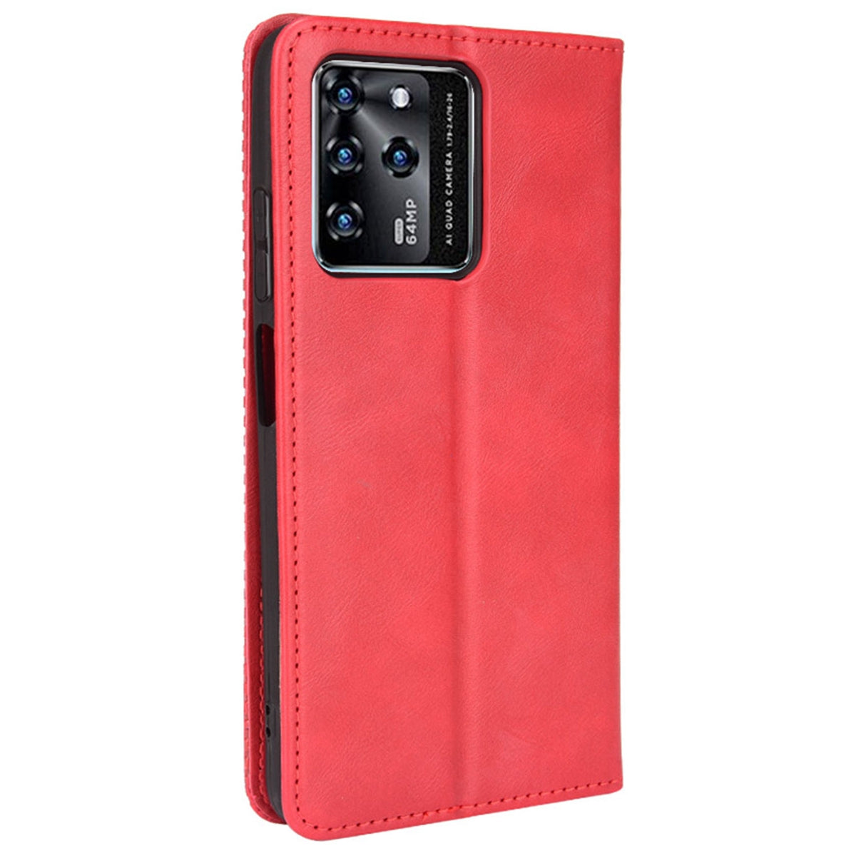 Scratch-resistant Flip Phone Shell Retro Textured Phone Leather Case Wallet Stand Cover for ZTE Blade V30