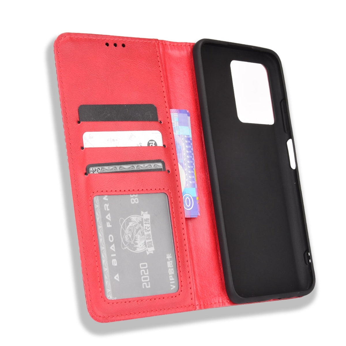 Scratch-resistant Flip Phone Shell Retro Textured Phone Leather Case Wallet Stand Cover for ZTE Blade V30