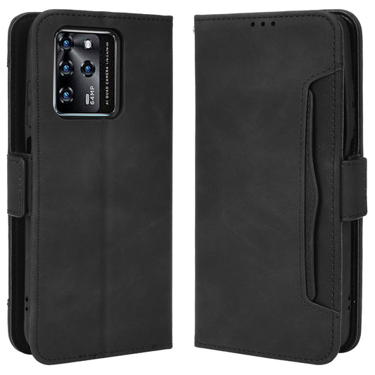 For ZTE Blade V30 Shockproof Magnetic Closure Flip Phone Case Multiple Card Slot Design PU Leather Wallet Phone Cover