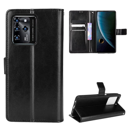 Stand Crazy Horse Texture PU Leather Flip Folio Wallet Magnetic Anti-Scratch Case with Wrist Strap for ZTE Blade V30