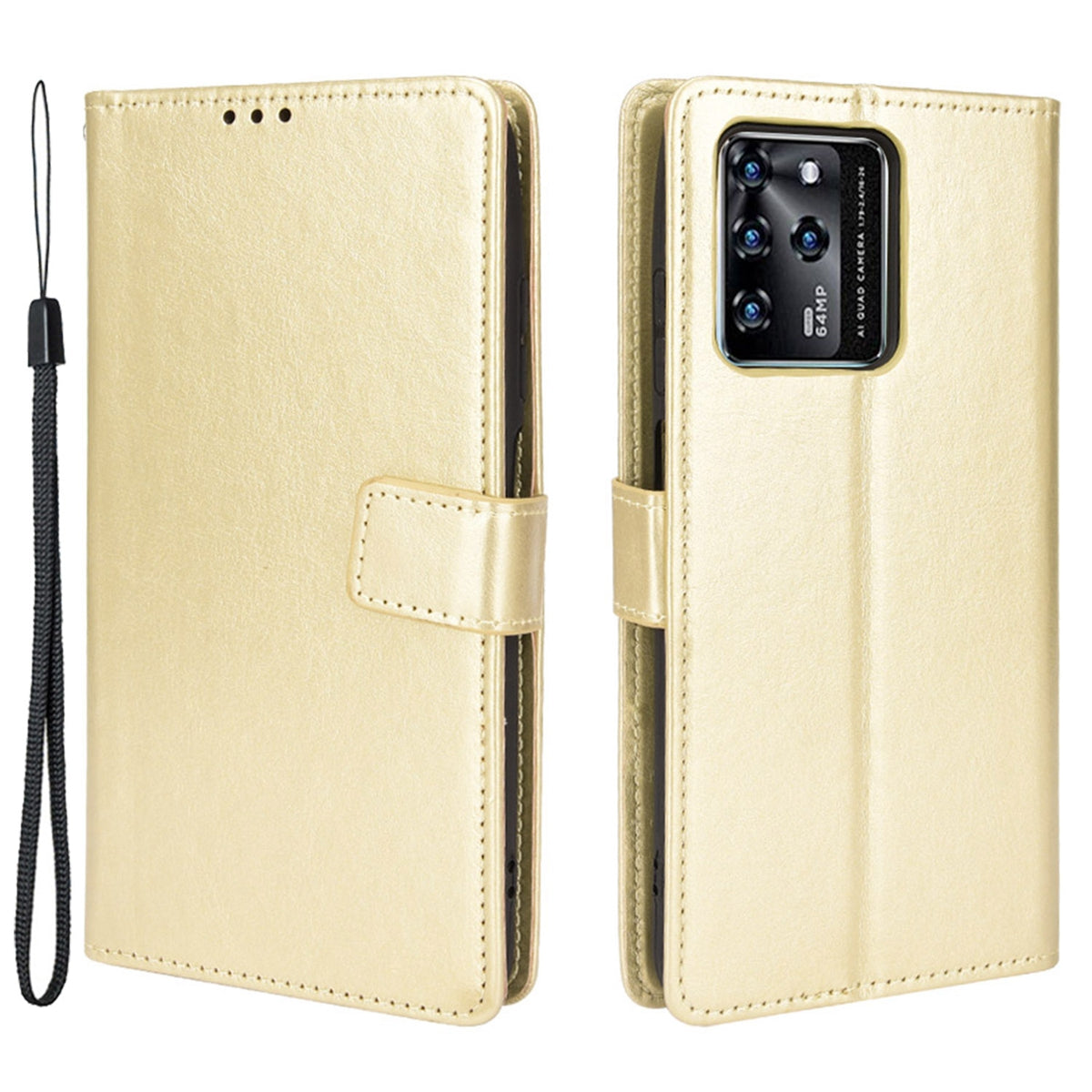 Stand Crazy Horse Texture PU Leather Flip Folio Wallet Magnetic Anti-Scratch Case with Wrist Strap for ZTE Blade V30