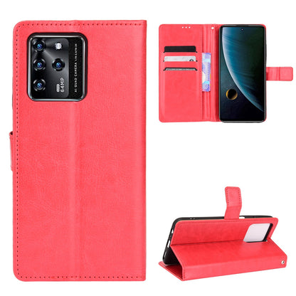 Stand Crazy Horse Texture PU Leather Flip Folio Wallet Magnetic Anti-Scratch Case with Wrist Strap for ZTE Blade V30