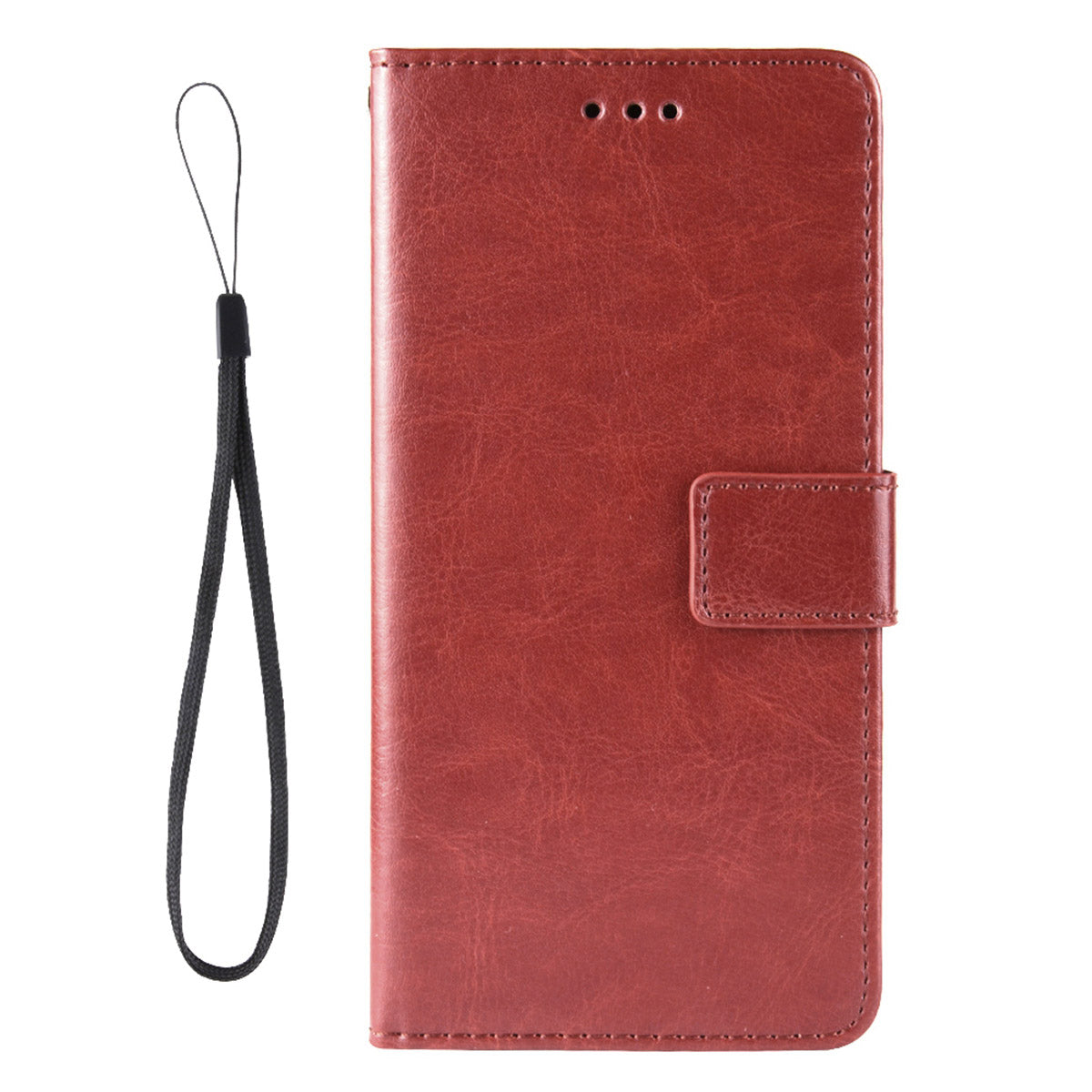 Stand Crazy Horse Texture PU Leather Flip Folio Wallet Magnetic Anti-Scratch Case with Wrist Strap for ZTE Blade V30