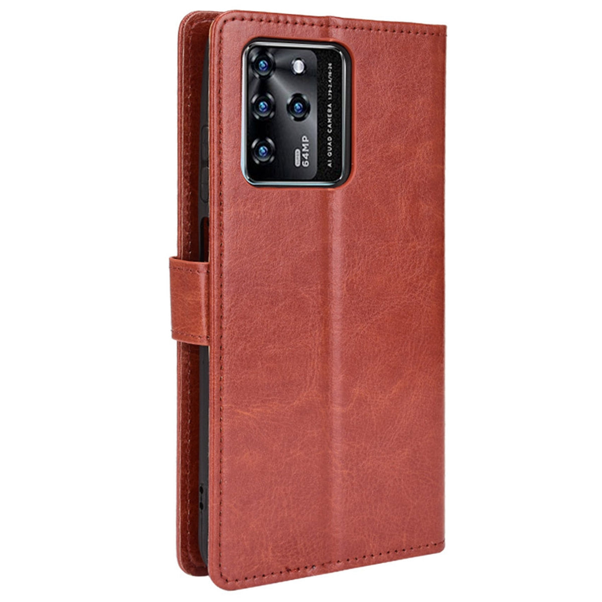 Stand Crazy Horse Texture PU Leather Flip Folio Wallet Magnetic Anti-Scratch Case with Wrist Strap for ZTE Blade V30