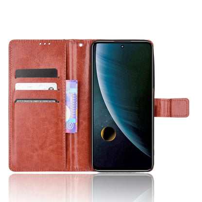 Stand Crazy Horse Texture PU Leather Flip Folio Wallet Magnetic Anti-Scratch Case with Wrist Strap for ZTE Blade V30