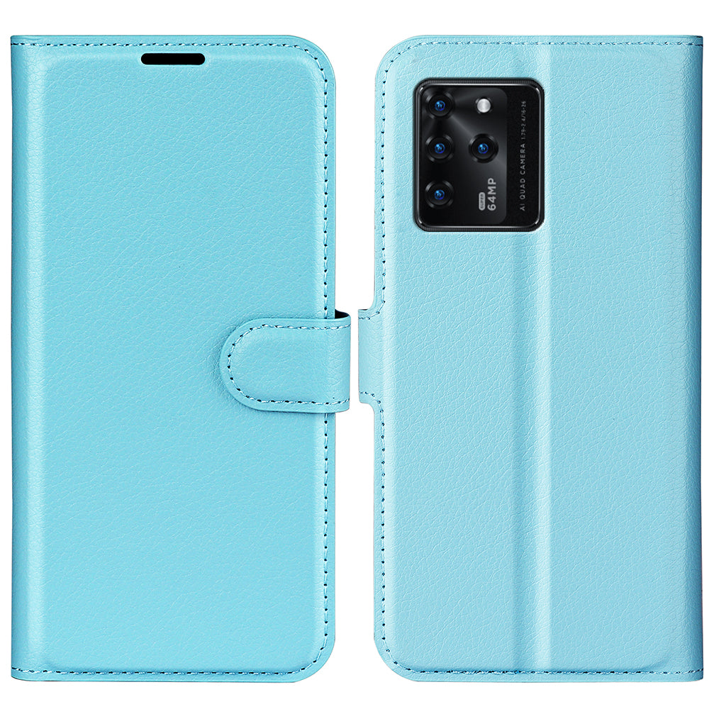 PU Leather Wallet Flip Phone Case Full Body Protection Stand Litchi Texture Cover for ZTE Blade V30