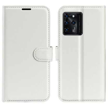 PU Leather Wallet Flip Phone Case Full Body Protection Stand Litchi Texture Cover for ZTE Blade V30