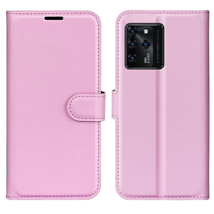 PU Leather Wallet Flip Phone Case Full Body Protection Stand Litchi Texture Cover for ZTE Blade V30