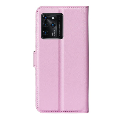 PU Leather Wallet Flip Phone Case Full Body Protection Stand Litchi Texture Cover for ZTE Blade V30