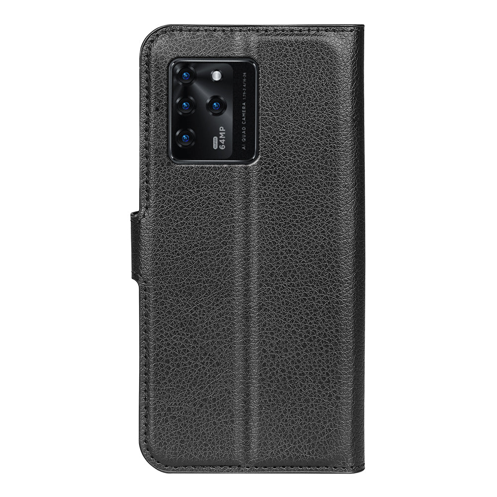 PU Leather Wallet Flip Phone Case Full Body Protection Stand Litchi Texture Cover for ZTE Blade V30