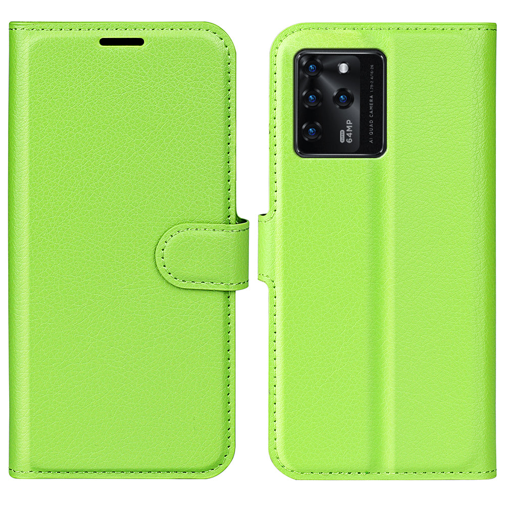 PU Leather Wallet Flip Phone Case Full Body Protection Stand Litchi Texture Cover for ZTE Blade V30