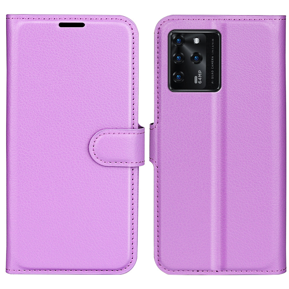 PU Leather Wallet Flip Phone Case Full Body Protection Stand Litchi Texture Cover for ZTE Blade V30