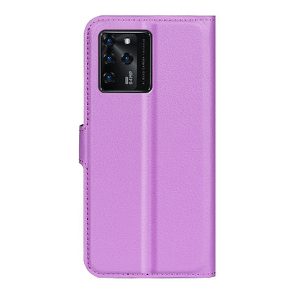 PU Leather Wallet Flip Phone Case Full Body Protection Stand Litchi Texture Cover for ZTE Blade V30