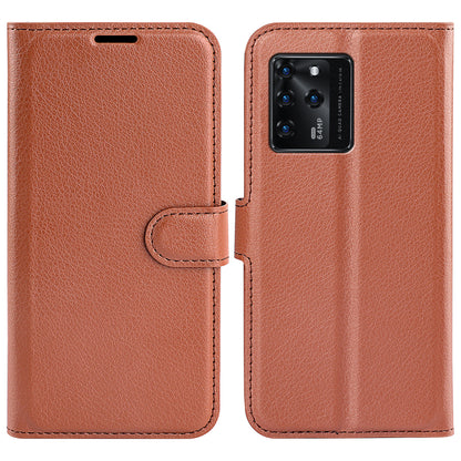 PU Leather Wallet Flip Phone Case Full Body Protection Stand Litchi Texture Cover for ZTE Blade V30