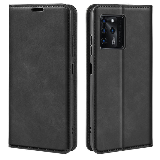 Durable Skin-Touch PU Leather Stand Wallet Auto Magnetic Closed Flip Cover for ZTE Blade V30