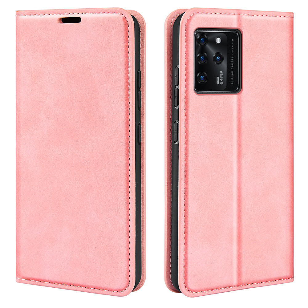 Durable Skin-Touch PU Leather Stand Wallet Auto Magnetic Closed Flip Cover for ZTE Blade V30