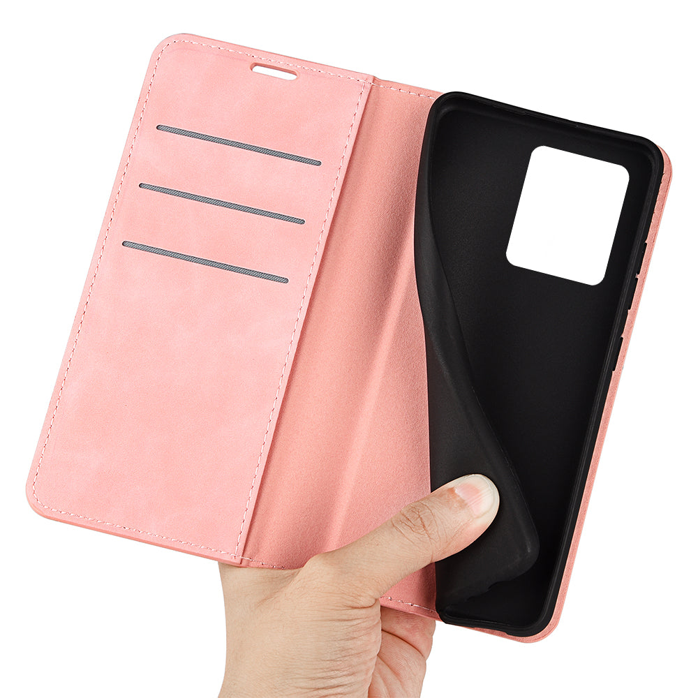 Durable Skin-Touch PU Leather Stand Wallet Auto Magnetic Closed Flip Cover for ZTE Blade V30