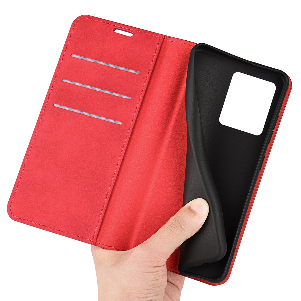 Durable Skin-Touch PU Leather Stand Wallet Auto Magnetic Closed Flip Cover for ZTE Blade V30