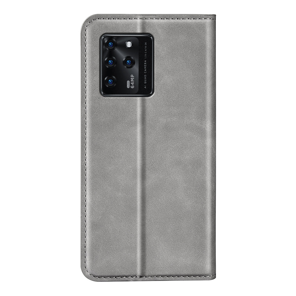 Durable Skin-Touch PU Leather Stand Wallet Auto Magnetic Closed Flip Cover for ZTE Blade V30