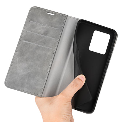 Durable Skin-Touch PU Leather Stand Wallet Auto Magnetic Closed Flip Cover for ZTE Blade V30