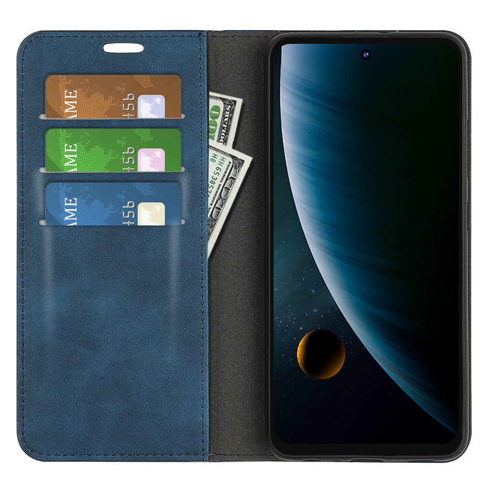 Durable Skin-Touch PU Leather Stand Wallet Auto Magnetic Closed Flip Cover for ZTE Blade V30