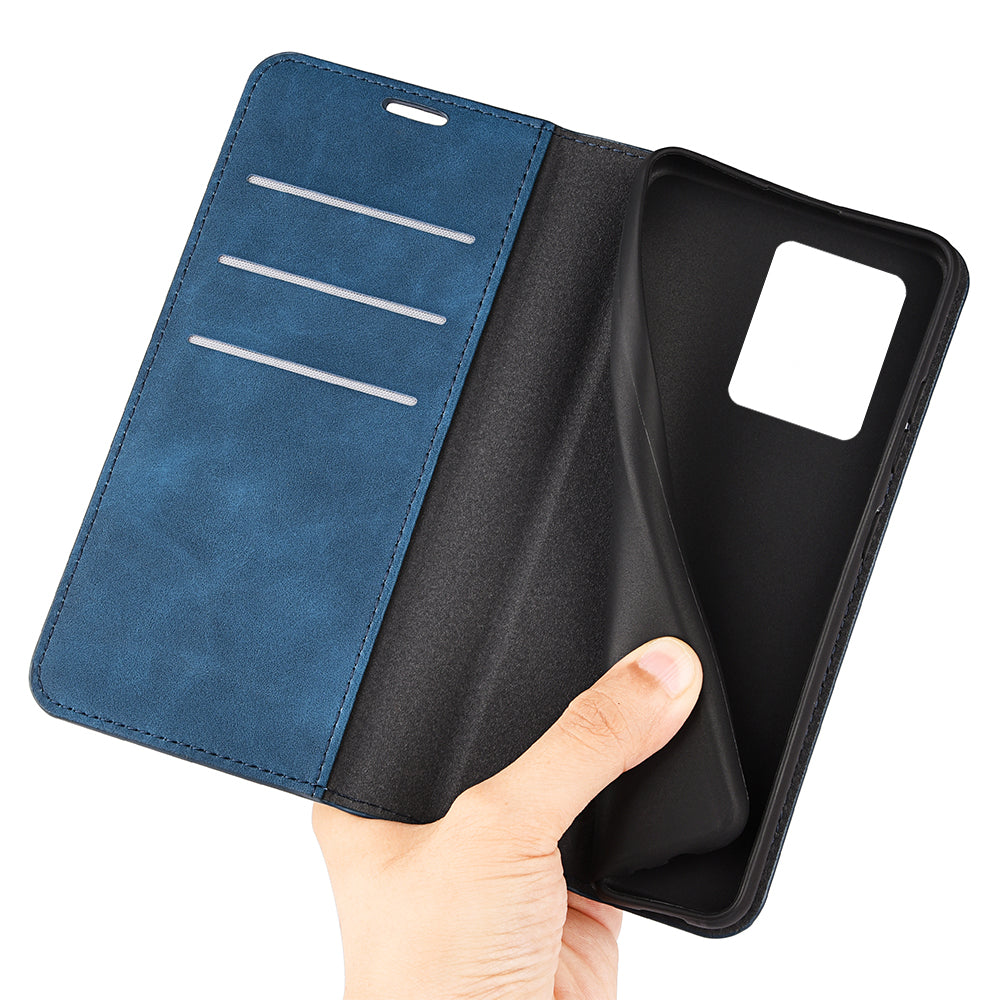 Durable Skin-Touch PU Leather Stand Wallet Auto Magnetic Closed Flip Cover for ZTE Blade V30