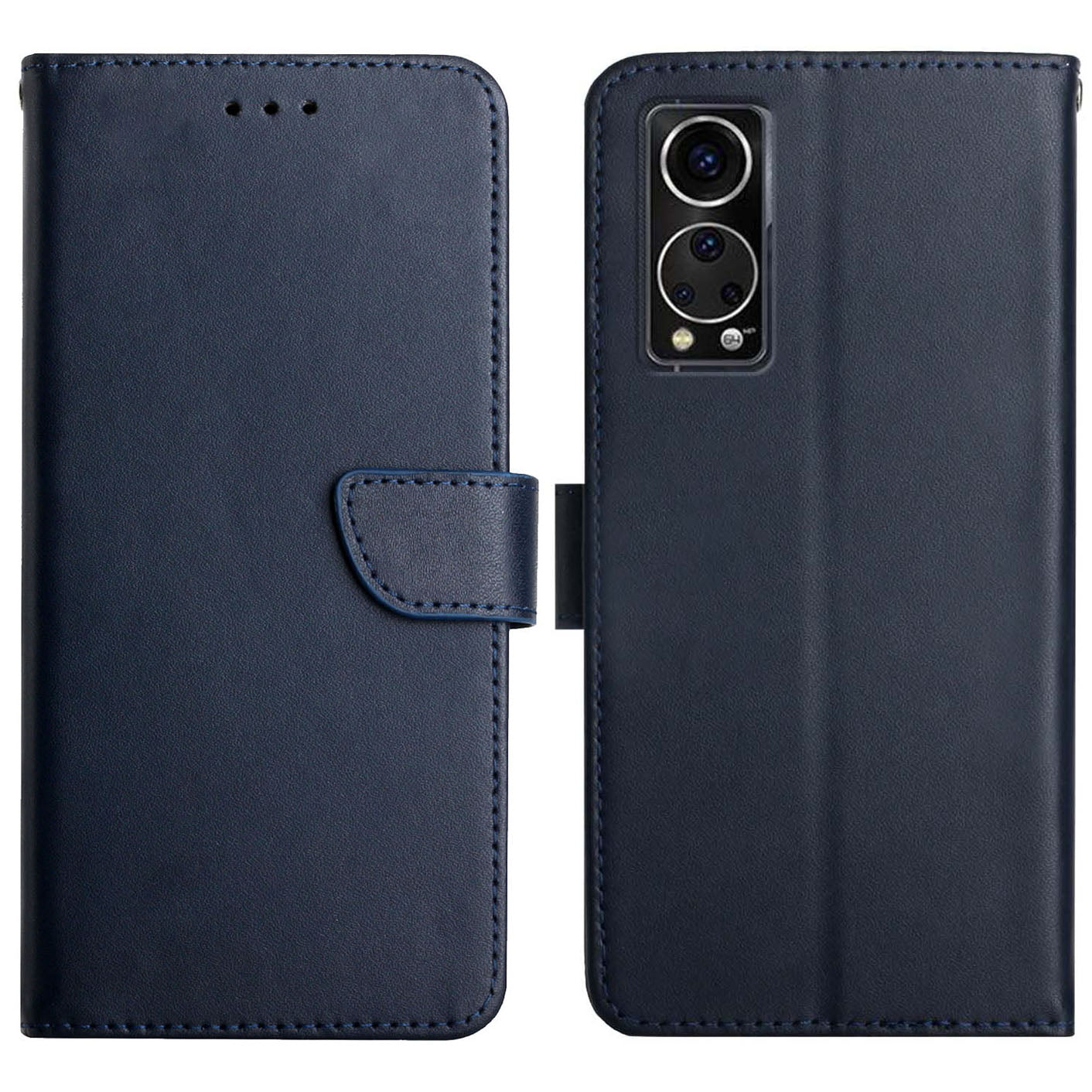 Nappa Texture Wallet Design Genuine Leather Phone Case with Adjustable Stand for ZTE Axon 30 5G