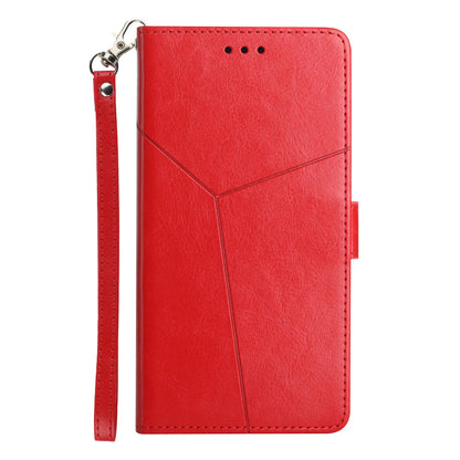 Y-shaped Lines Imprinted PU Leather Wallet Phone Case Stand Flip Protective Cover with Strap for ZTE Axon 30 5G