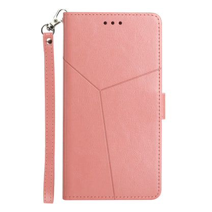 Y-shaped Lines Imprinted PU Leather Wallet Phone Case Stand Flip Protective Cover with Strap for ZTE Axon 30 5G