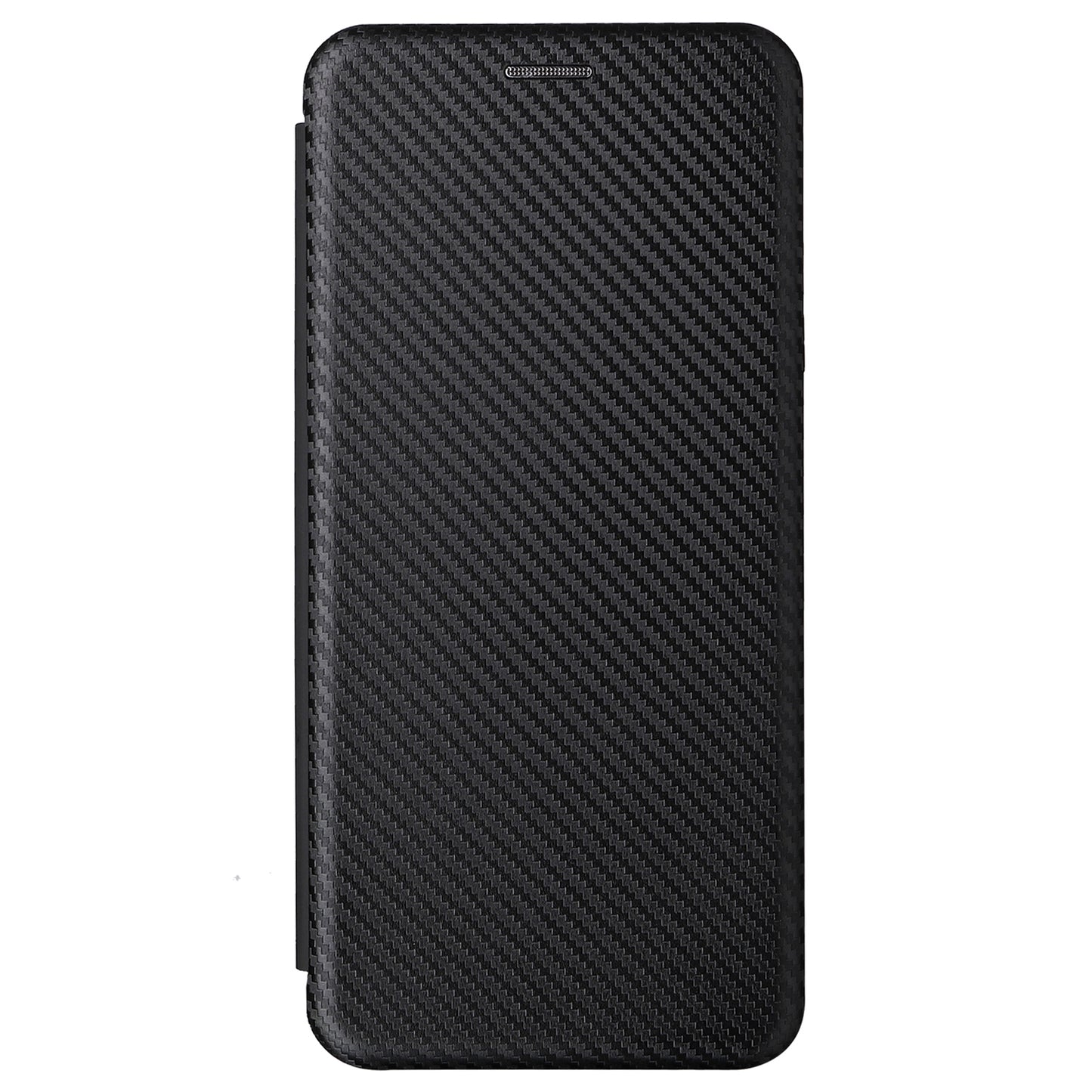 For ZTE Blade V30 Carbon Fiber Texture Anti-fingerprint Auto-absorbed Magnetic Closure Leather Stand Phone Case Shell