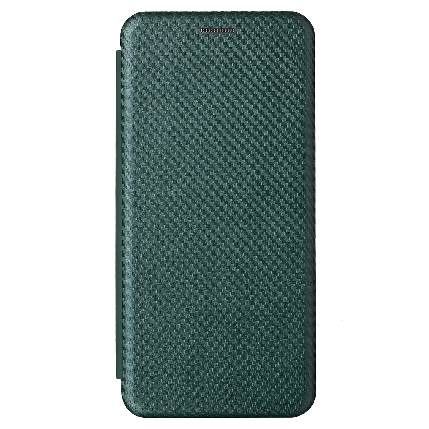 For ZTE Blade V30 Carbon Fiber Texture Anti-fingerprint Auto-absorbed Magnetic Closure Leather Stand Phone Case Shell