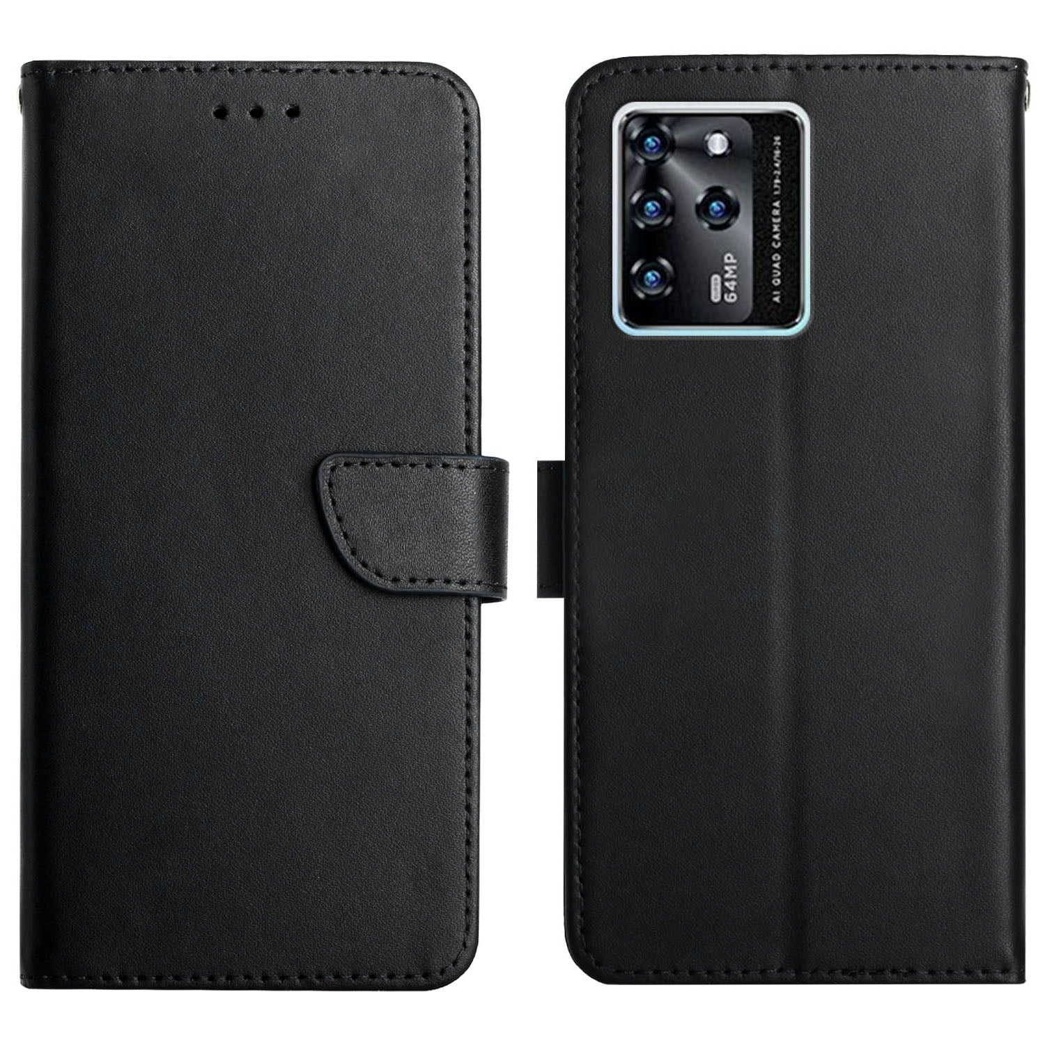 Flip Genuine Leather Nappa Texture Folio Phone Covering Phone Case Magnetic Closure Stand Wallet for ZTE Blade V30