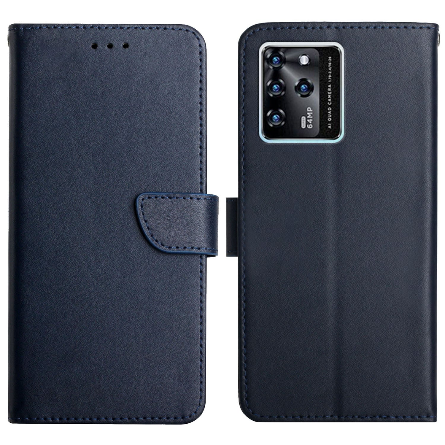 Flip Genuine Leather Nappa Texture Folio Phone Covering Phone Case Magnetic Closure Stand Wallet for ZTE Blade V30