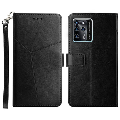 Magnetic Closure Imprinted Y-shaped Lines PU Leather Stand Flip Wallet Phone Cover with Strap for ZTE Blade V30