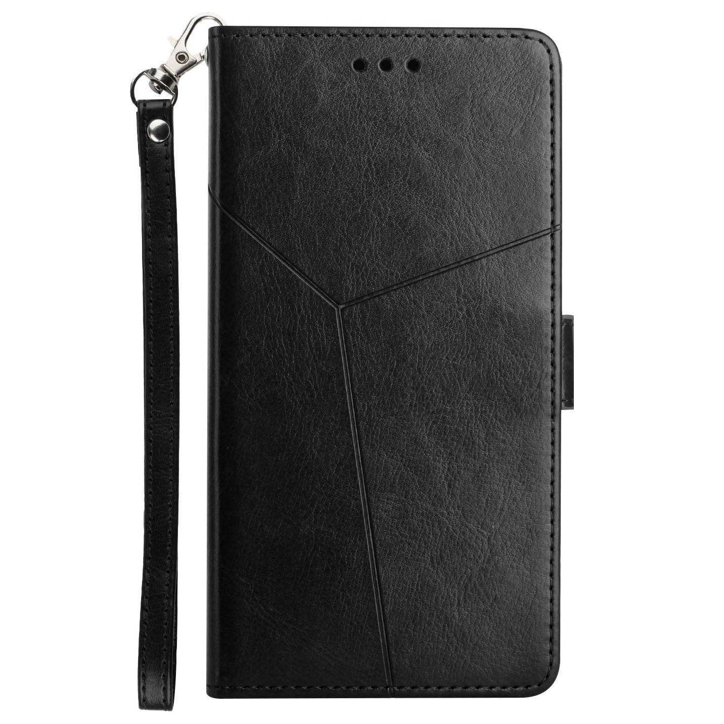 Magnetic Closure Imprinted Y-shaped Lines PU Leather Stand Flip Wallet Phone Cover with Strap for ZTE Blade V30