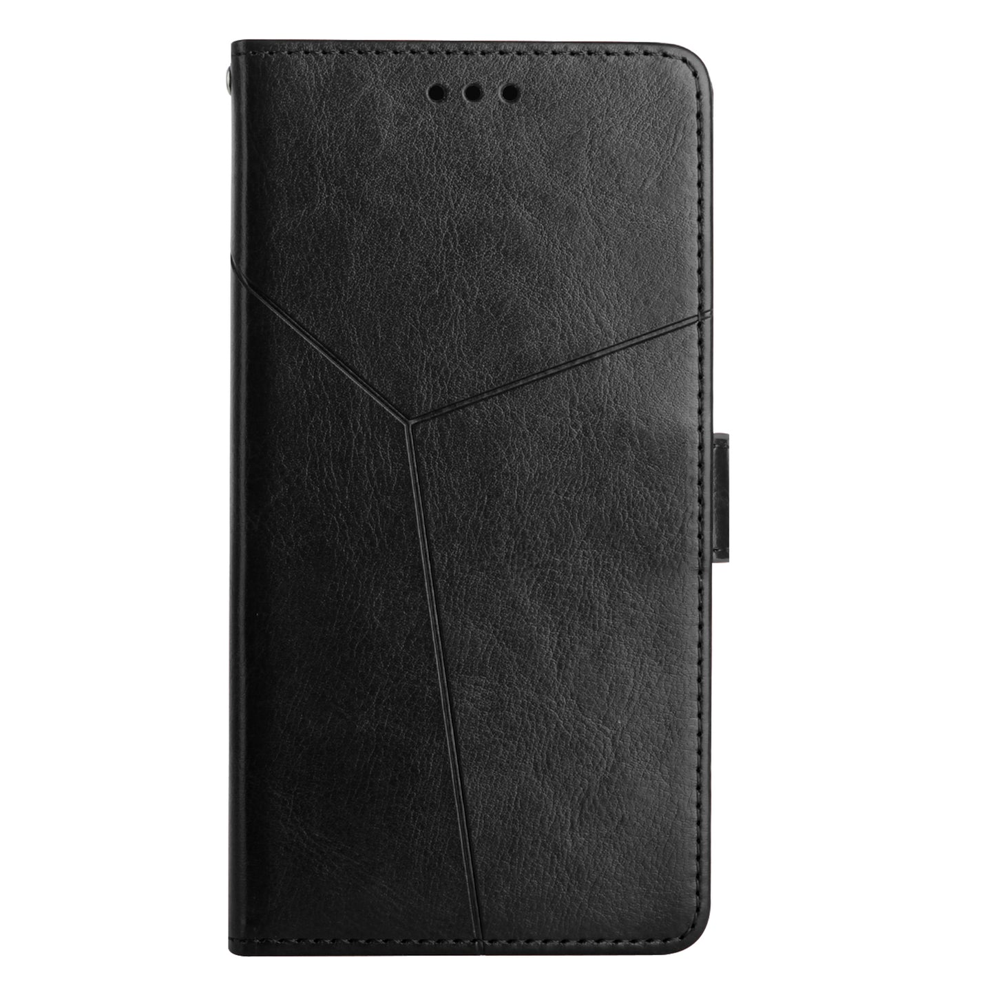 For ZTE Blade L9 Anti-fingerprint Y-shaped Lines Imprinted Handy Strap Magnetic PU Leather Stand Phone Cover with Wallet