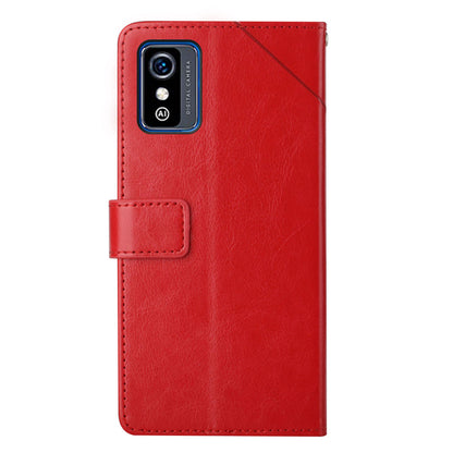 For ZTE Blade L9 Anti-fingerprint Y-shaped Lines Imprinted Handy Strap Magnetic PU Leather Stand Phone Cover with Wallet