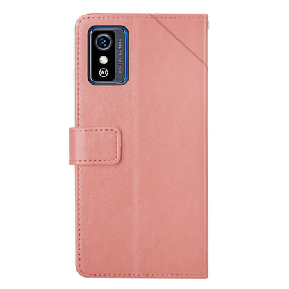 For ZTE Blade L9 Anti-fingerprint Y-shaped Lines Imprinted Handy Strap Magnetic PU Leather Stand Phone Cover with Wallet