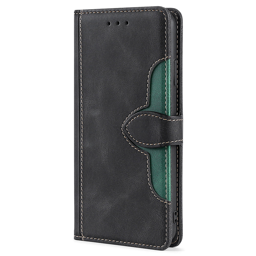 Stylish Bi-color Splicing PU Leather Folio Flip Wallet Stand Shockproof Phone Case Cover for ZTE Axon 30 5G