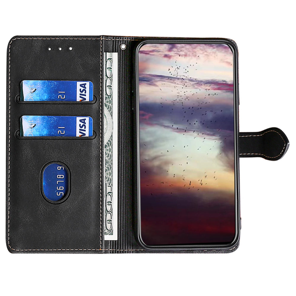 Stylish Bi-color Splicing PU Leather Folio Flip Wallet Stand Shockproof Phone Case Cover for ZTE Axon 30 5G