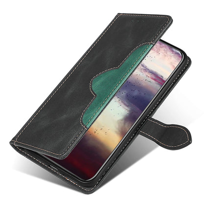 Stylish Bi-color Splicing PU Leather Folio Flip Wallet Stand Shockproof Phone Case Cover for ZTE Axon 30 5G