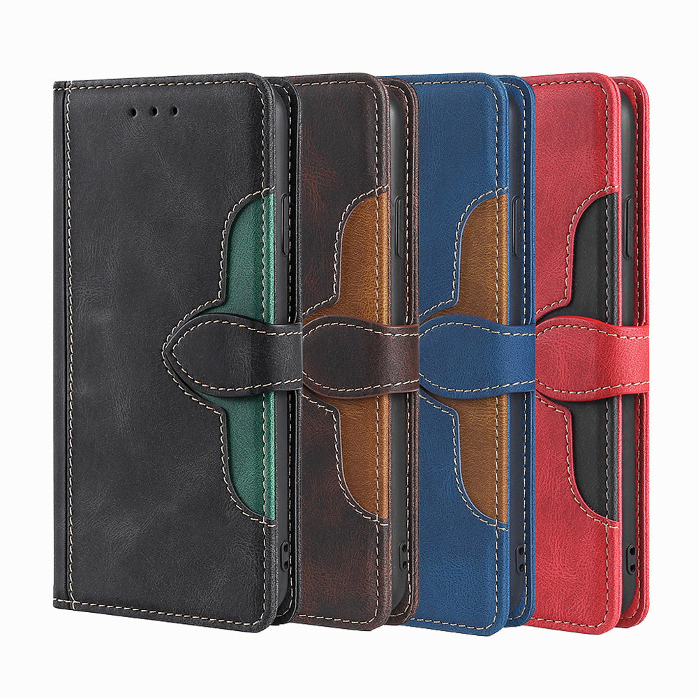 Stylish Bi-color Splicing PU Leather Folio Flip Wallet Stand Shockproof Phone Case Cover for ZTE Axon 30 5G