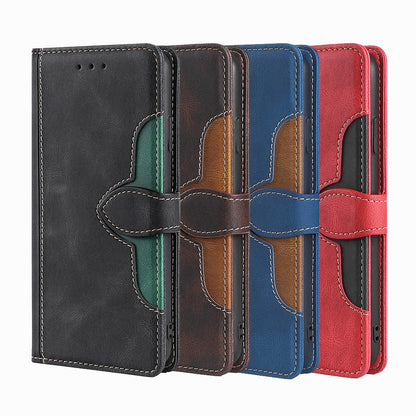 Stylish Bi-color Splicing PU Leather Folio Flip Wallet Stand Shockproof Phone Case Cover for ZTE Axon 30 5G