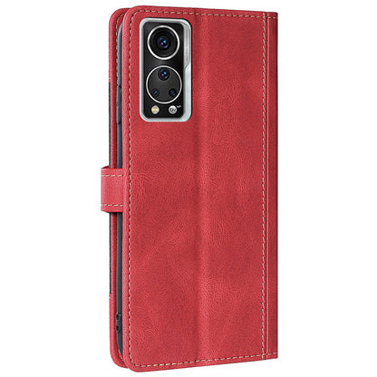 Stylish Bi-color Splicing PU Leather Folio Flip Wallet Stand Shockproof Phone Case Cover for ZTE Axon 30 5G