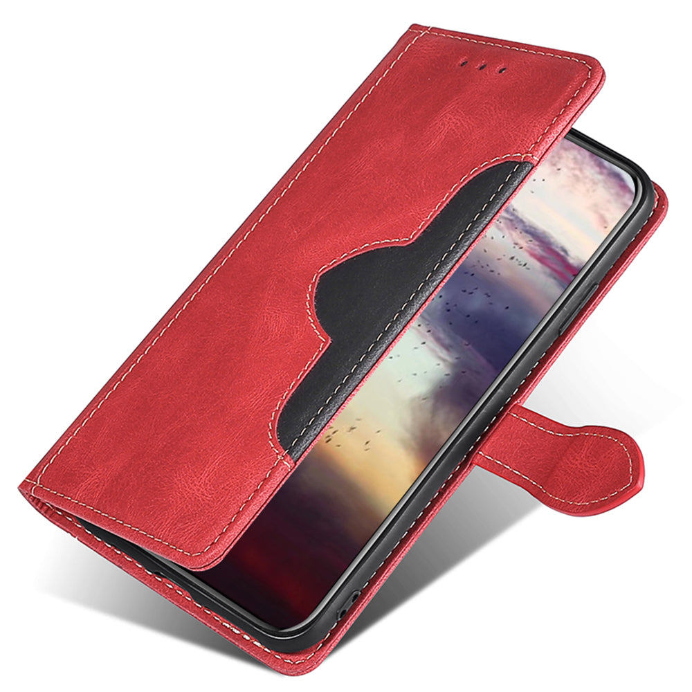 Stylish Bi-color Splicing PU Leather Folio Flip Wallet Stand Shockproof Phone Case Cover for ZTE Axon 30 5G