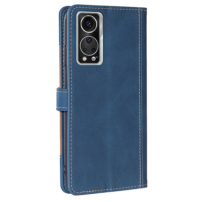 Stylish Bi-color Splicing PU Leather Folio Flip Wallet Stand Shockproof Phone Case Cover for ZTE Axon 30 5G