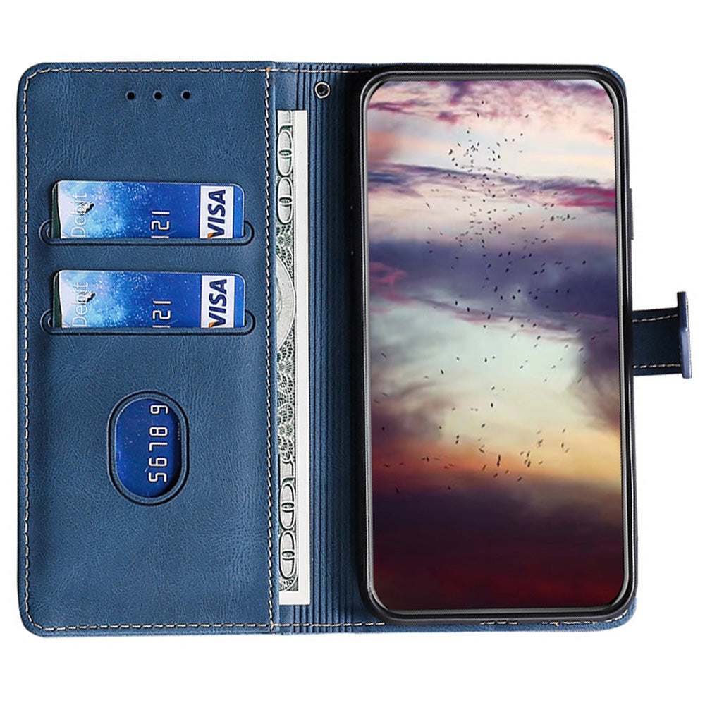 Stylish Bi-color Splicing PU Leather Folio Flip Wallet Stand Shockproof Phone Case Cover for ZTE Axon 30 5G