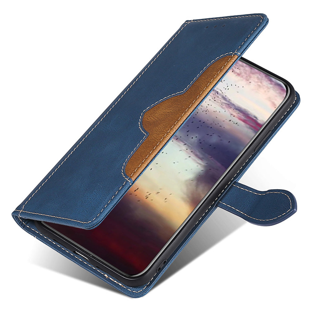 Stylish Bi-color Splicing PU Leather Folio Flip Wallet Stand Shockproof Phone Case Cover for ZTE Axon 30 5G