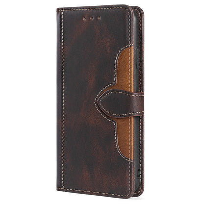 Stylish Bi-color Splicing PU Leather Folio Flip Wallet Stand Shockproof Phone Case Cover for ZTE Axon 30 5G