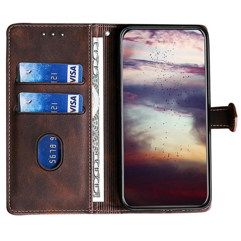 Stylish Bi-color Splicing PU Leather Folio Flip Wallet Stand Shockproof Phone Case Cover for ZTE Axon 30 5G